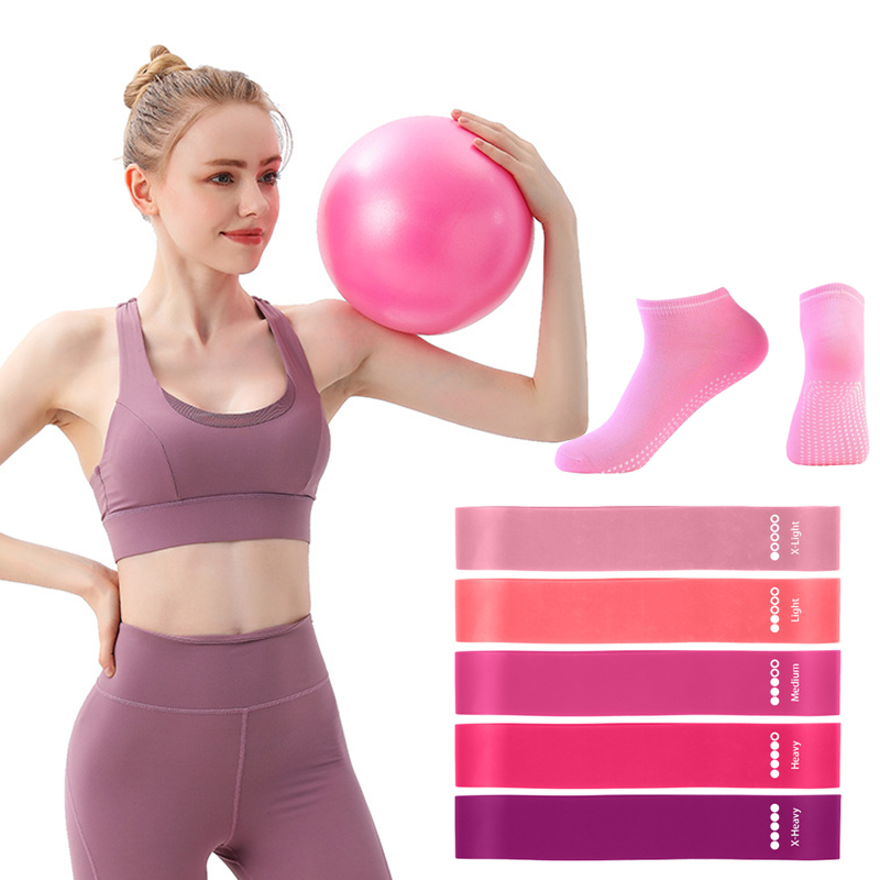 Pilates Yoga Workout At Home - مجموعات جوارب بمقبض كرة البيلاتيس، أربطة